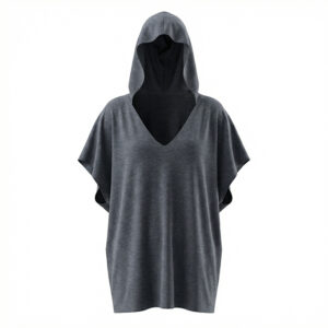 Dark grey unisex hood tee with relaxed fit and integrated hood – Graffi Flow Hood Tee