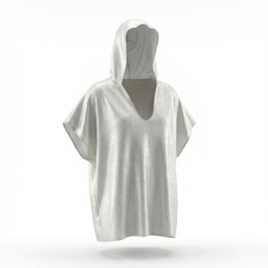 Graffi Flow Hood Tee Ivory genderless hooded t-shirt in ultra-light stretch jersey front view
