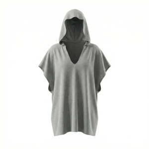 Light grey unisex hood tee with relaxed fit and integrated hood – Graffi Flow Hood Tee