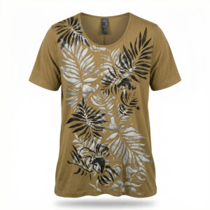 Jungle Olive handmade cotton jersey T-shirt by GRAFFI featuring original hand-painted artwork